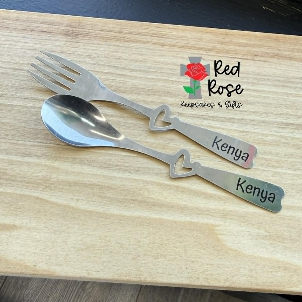 SS Fork & Spoon Set with Name