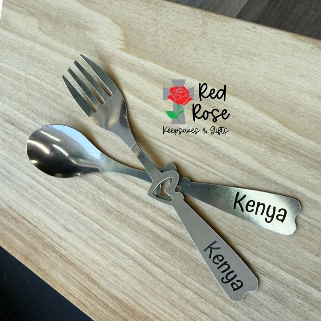 SS Fork & Spoon Set with Name
