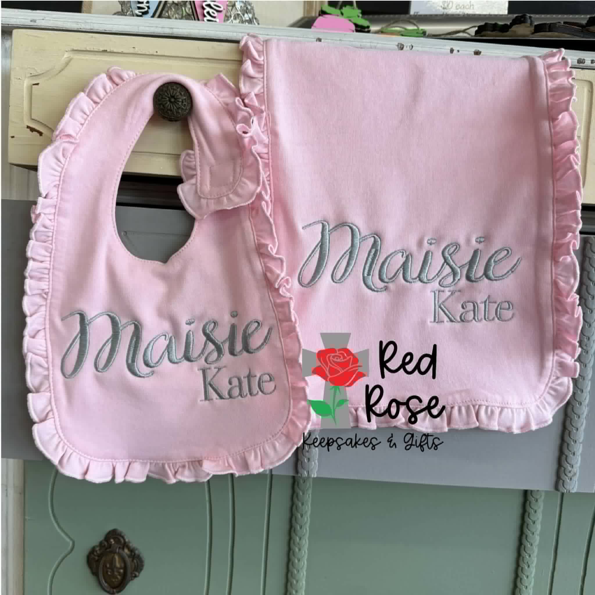 Bib & Burp Cloth Set with Name